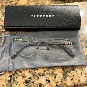 BURBERRY Grey Prescription Eyeglasses With Case